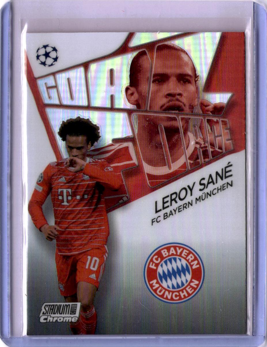 2022-23 Stadium Club Chrome UEFA Club Competitions #GF-LS Leroy Sané Goal Force