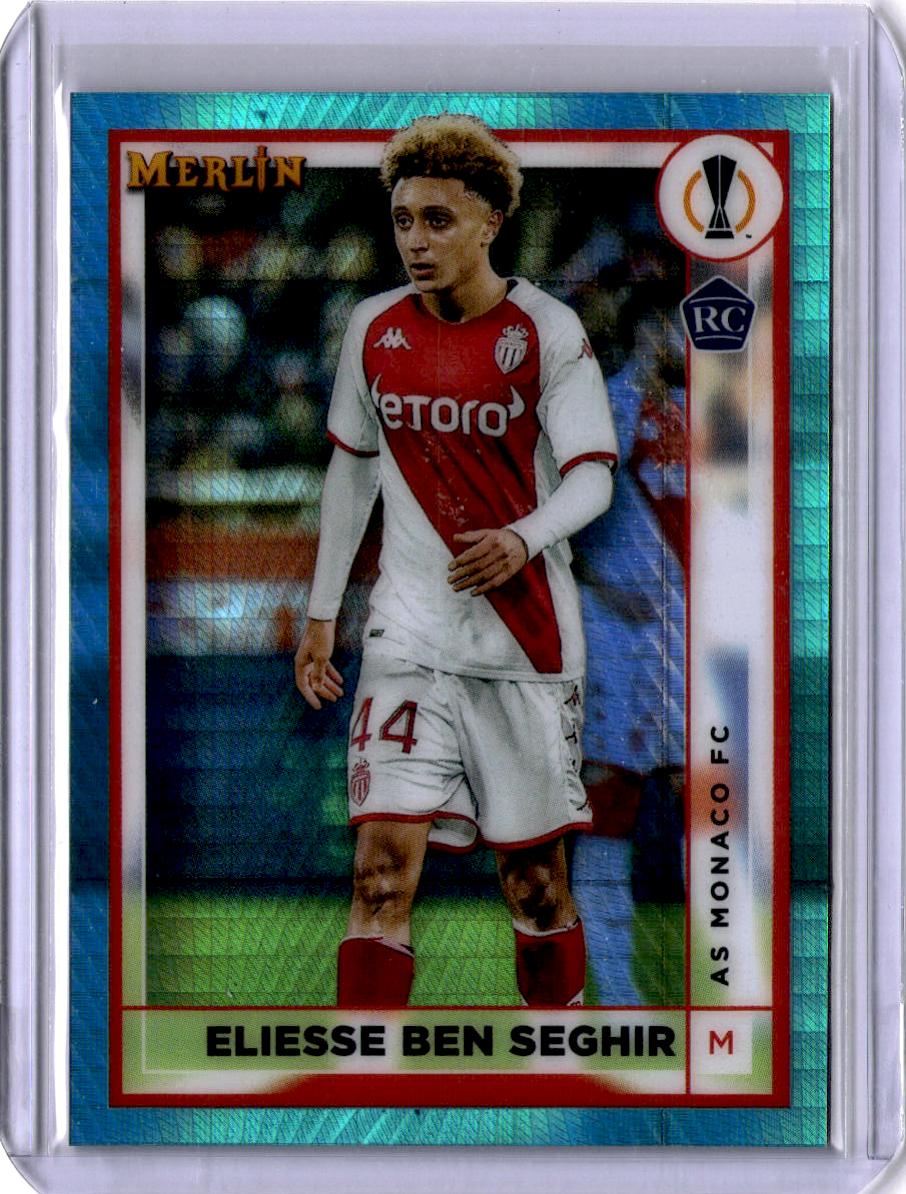 2022-23 Merlin Chrome UEFA Club Competitions #21 Eliesse Ben Seghir Aqua Prism Refractor