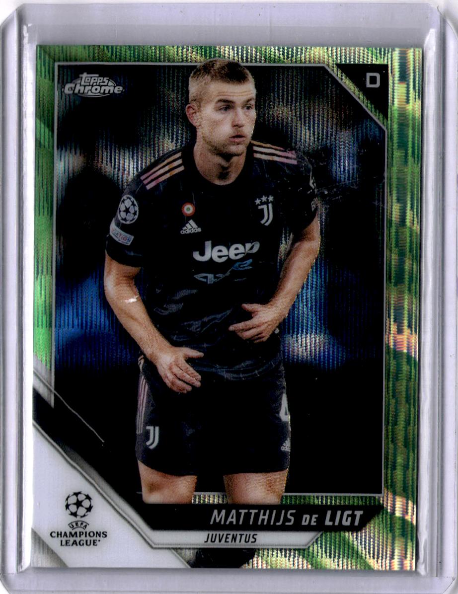 2021-22 Topps Chrome UEFA Champions League #61 Matthijs de Ligt Neon Green Wave Refractor #/99