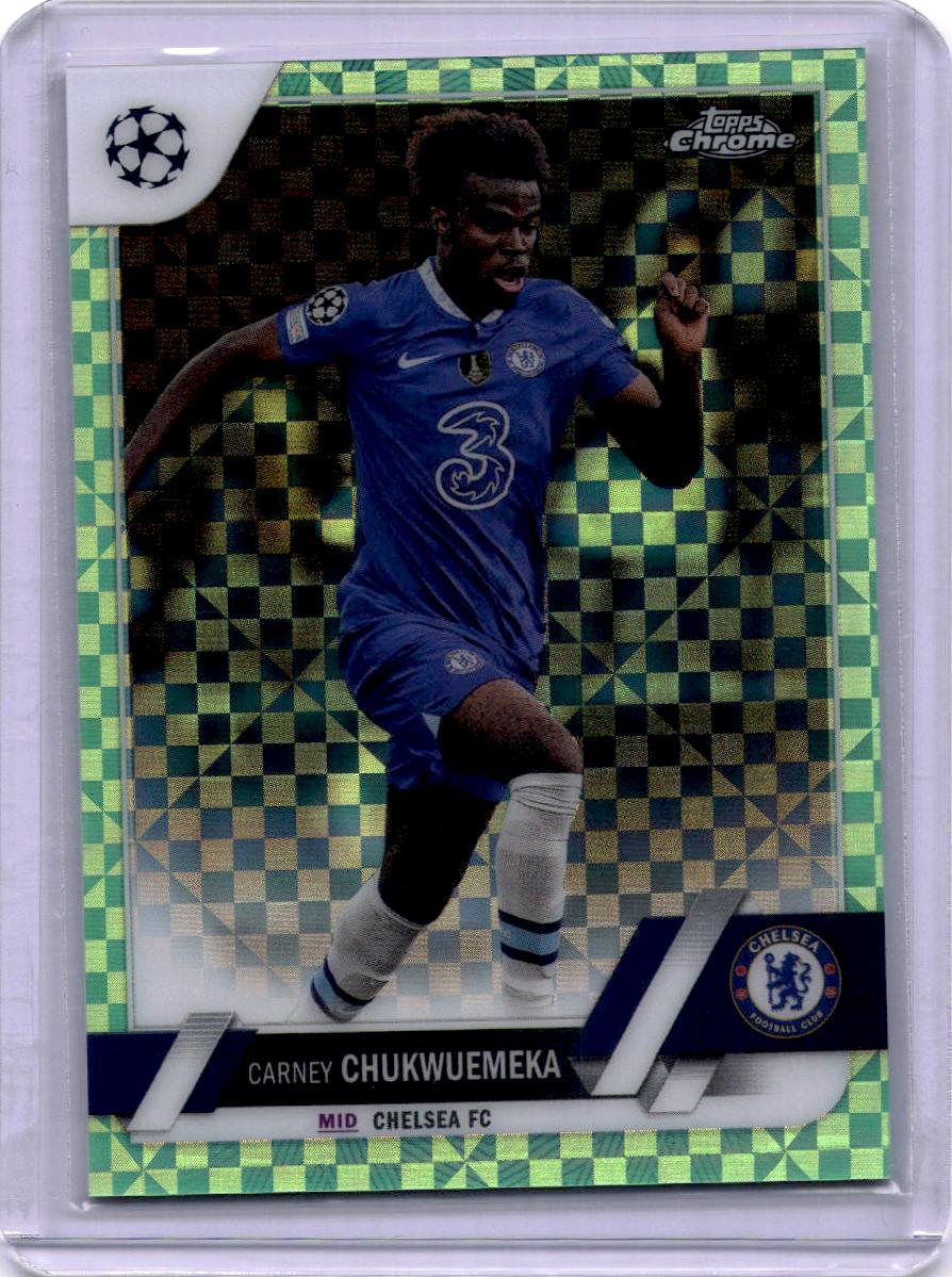 2022-23 Topps Chrome UEFA Club Competitions #91 Carney Chukwuemeka Neon Green X-Fractor #/399