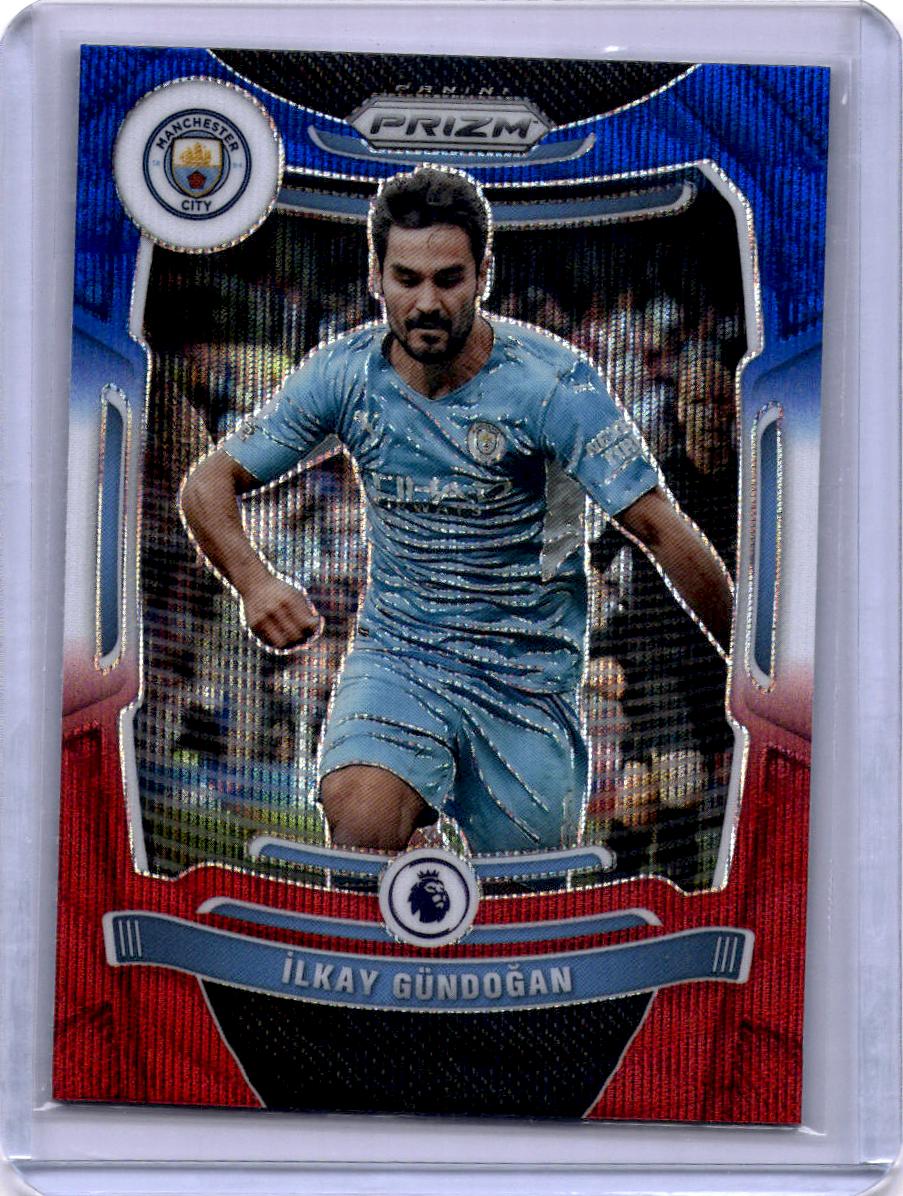 2021-22 Panini Prizm Premier League #8 Ilkay Gundogan Prizms Red White and Blue
