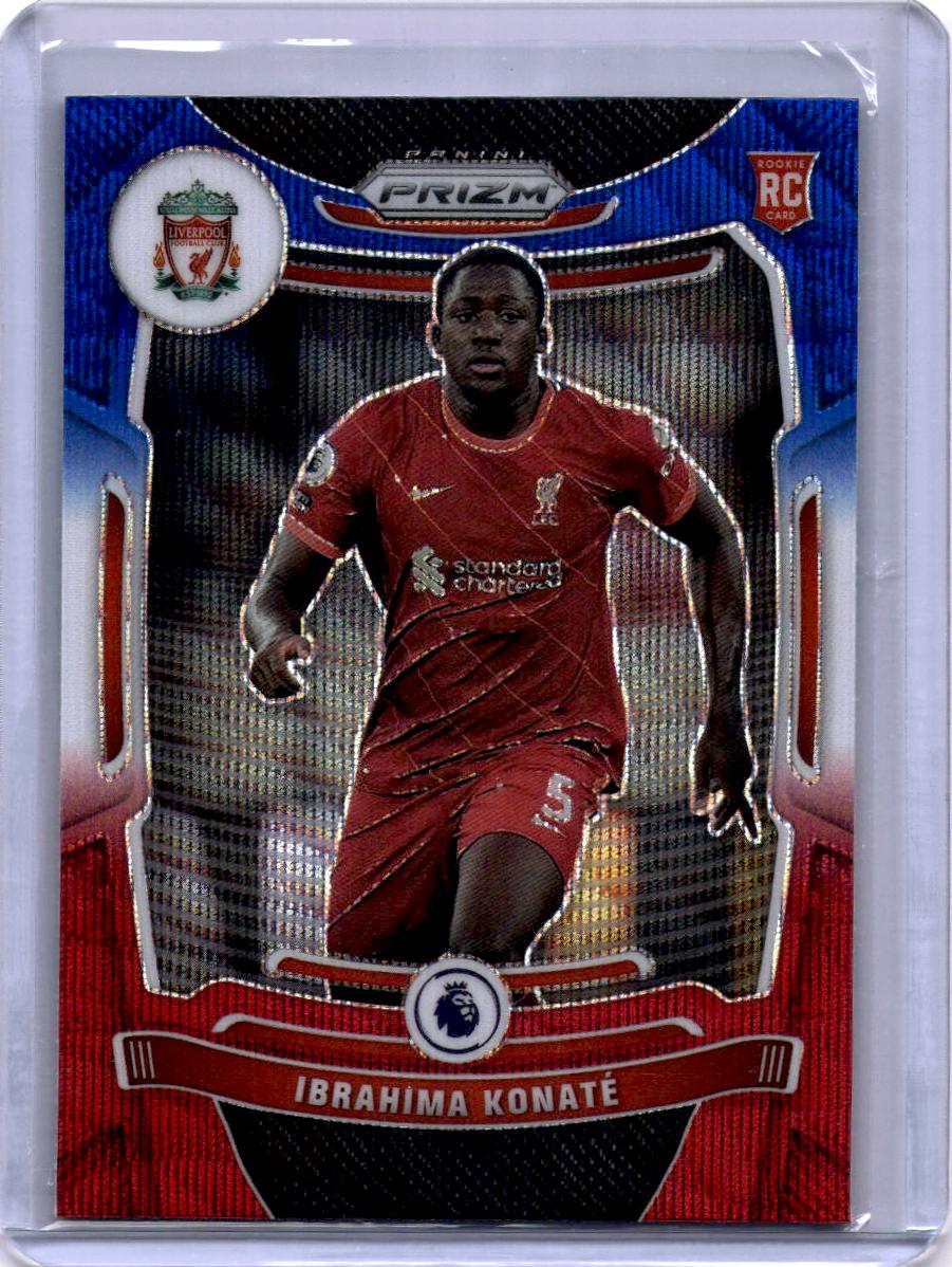 2021-22 Panini Prizm Premier League #80 Ibrahima Konate Prizms Red White and Blue