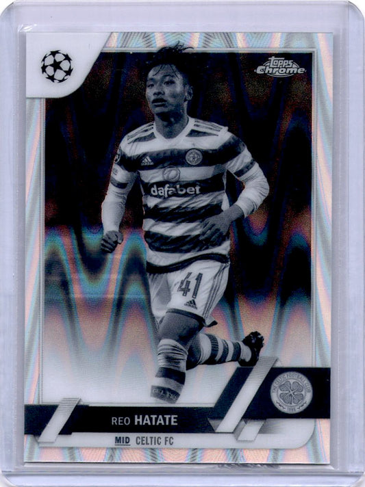 2022-23 Topps Chrome UEFA Club Competitions #36 Reo Hatate Black & White Ray Wave Refractor
