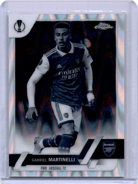 2022-23 Topps Chrome UEFA Club Competitions #57 Gabriel Martinelli Black & White Ray Wave Refractor