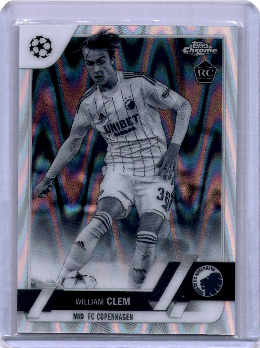 2022-23 Topps Chrome UEFA Club Competitions #139 William Clem Black & White Ray Wave Refractor
