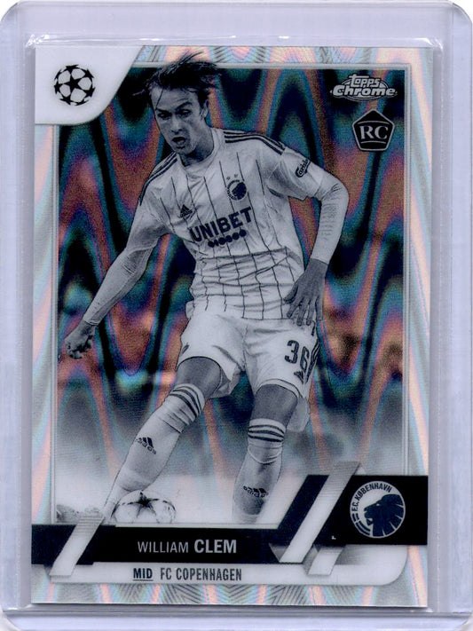 2022-23 Topps Chrome UEFA Club Competitions #139 William Clem Black & White Ray Wave Refractor