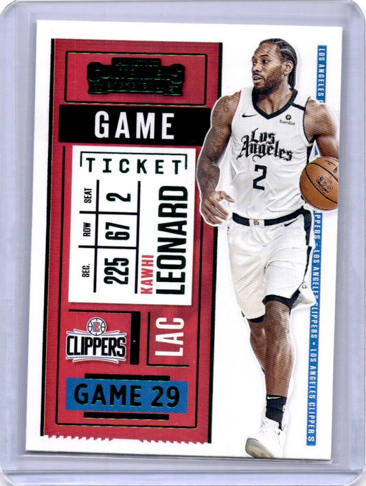 2020-21 Panini Contenders #71 Kawhi Leonard Game Ticket Red