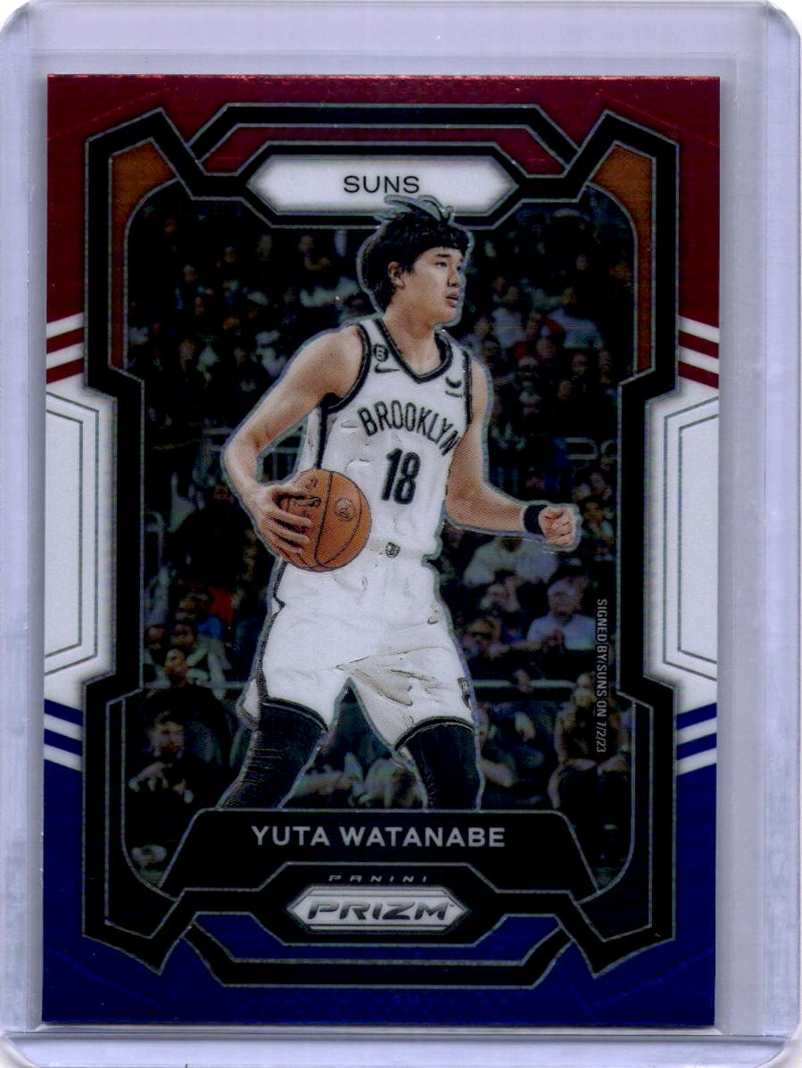 2023-24 Panini Prizm #285 Yuta Watanabe Prizms Red White and Blue
