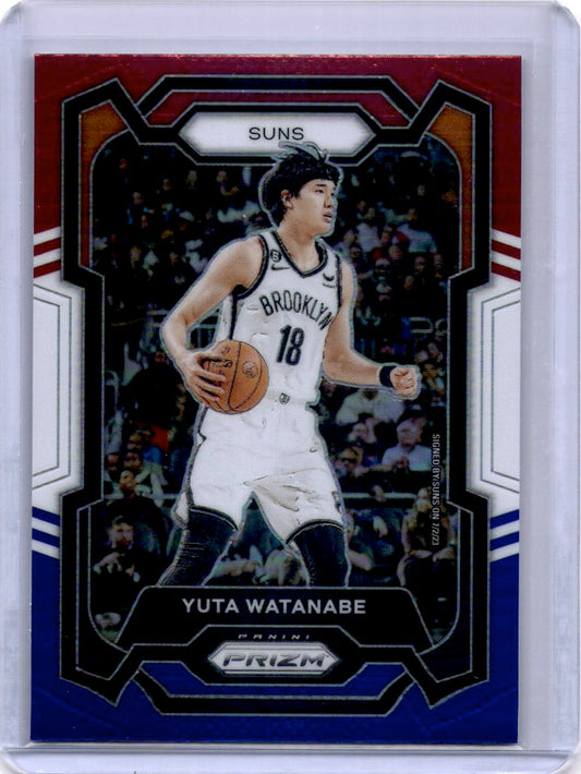 2023-24 Panini Prizm #285 Yuta Watanabe Prizms Red White and Blue