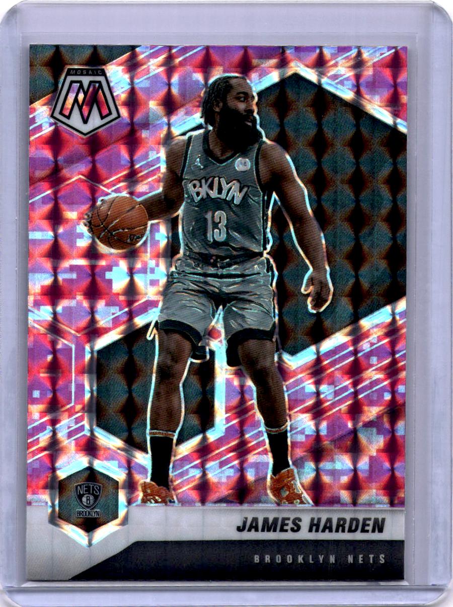 2020-21 Panini Mosaic #173 James Harden Mosaic Camo Pink