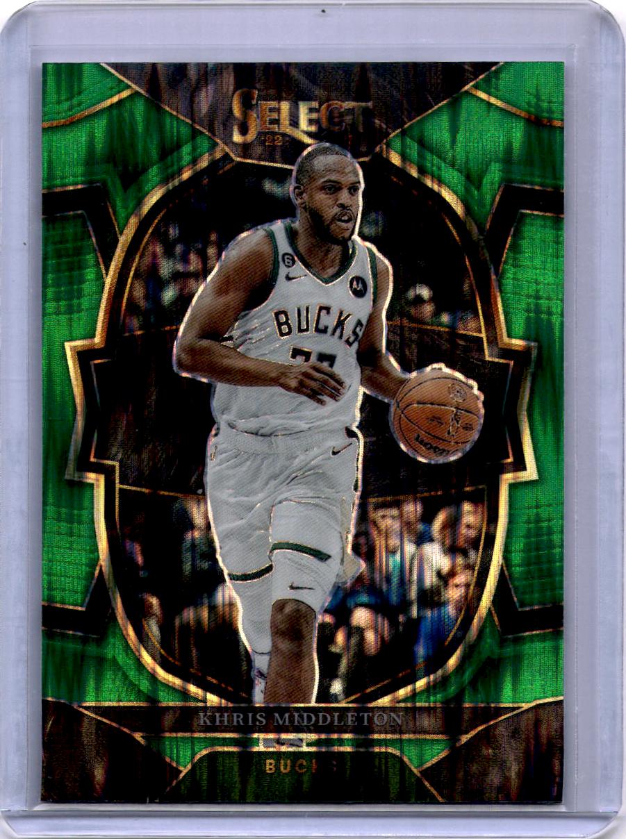 2022-23 Panini Select #28 Khris Middleton Green Shock Prizms