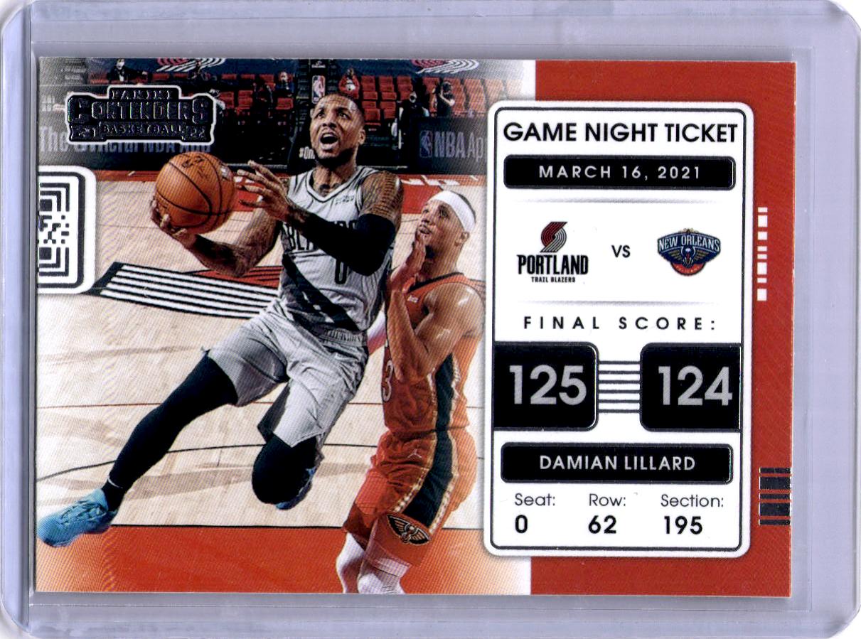 2021-22 Panini Contenders #12 Damian Lillard Game Night Ticket