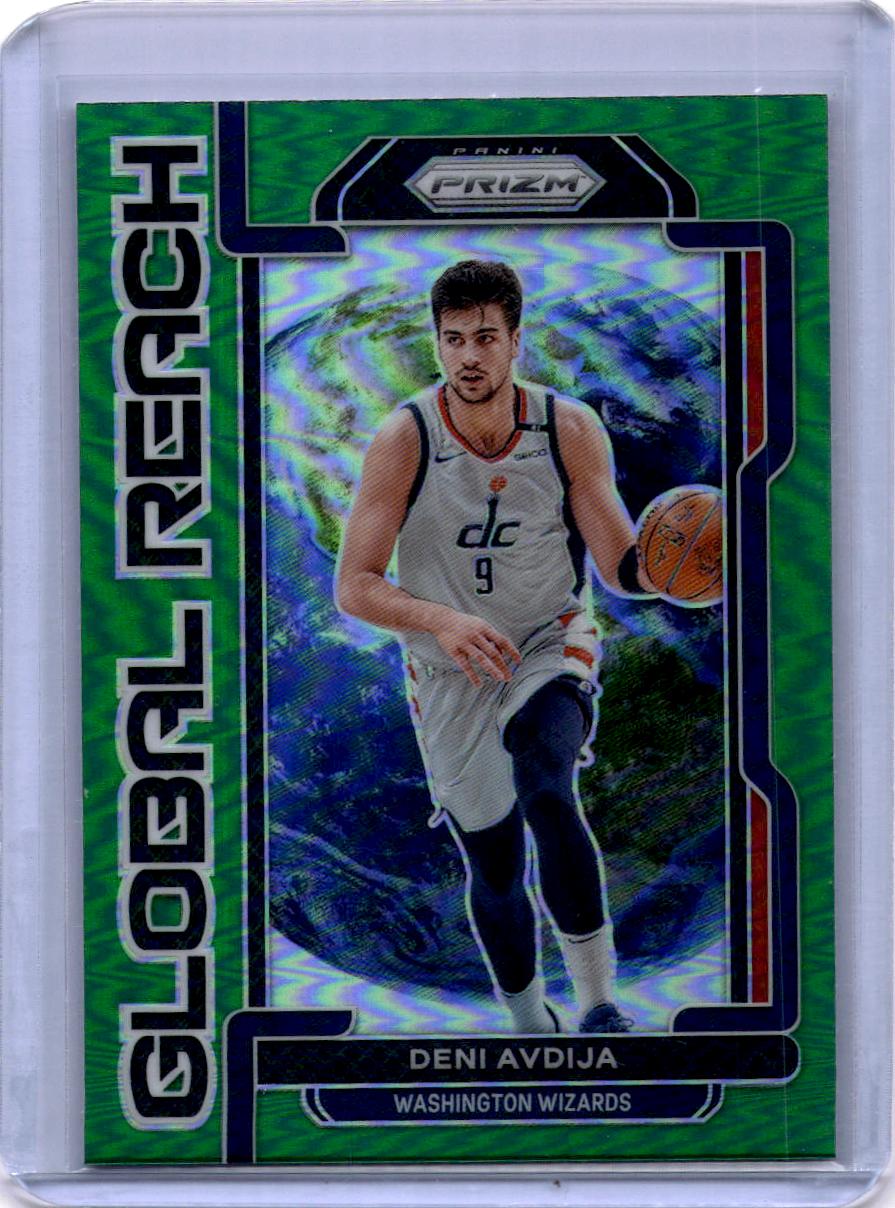 2021-22 Panini Prizm #8 Deni Avdija Global Reach Prizms Green Wave