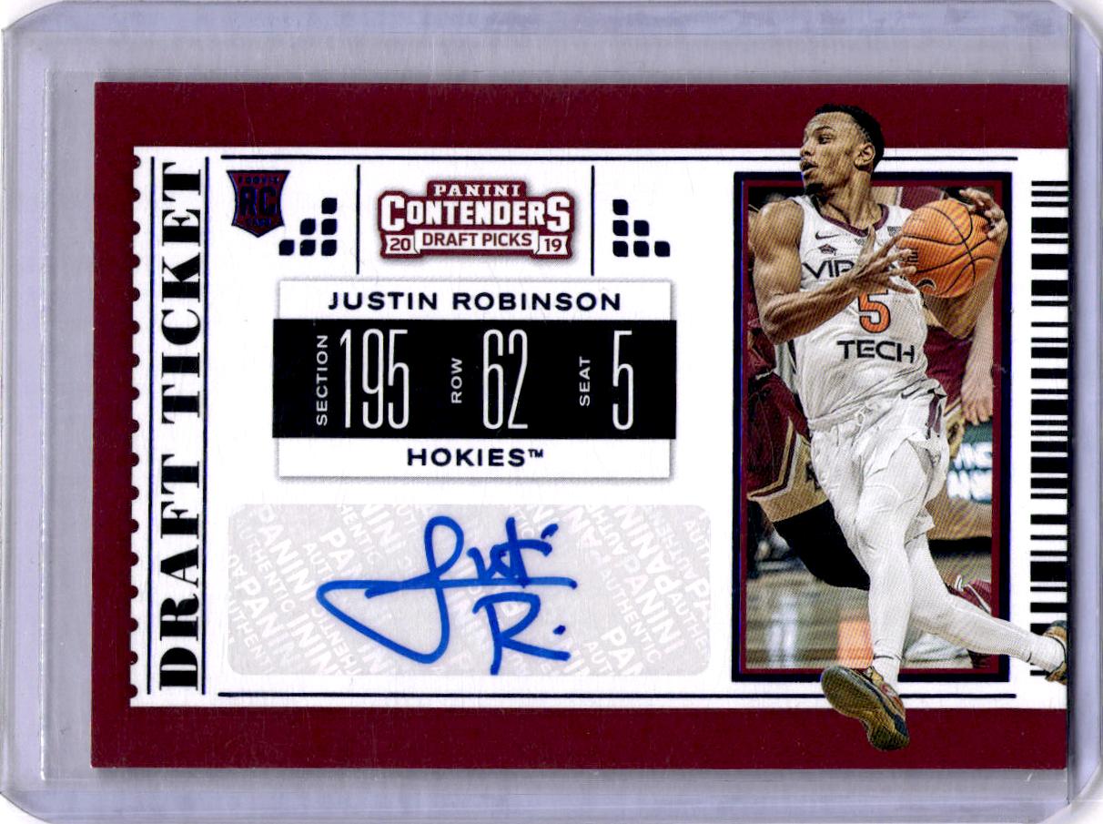 2019 Panini Contenders Draft Picks #108 Justin Robinson Draft Ticket Blue Foil