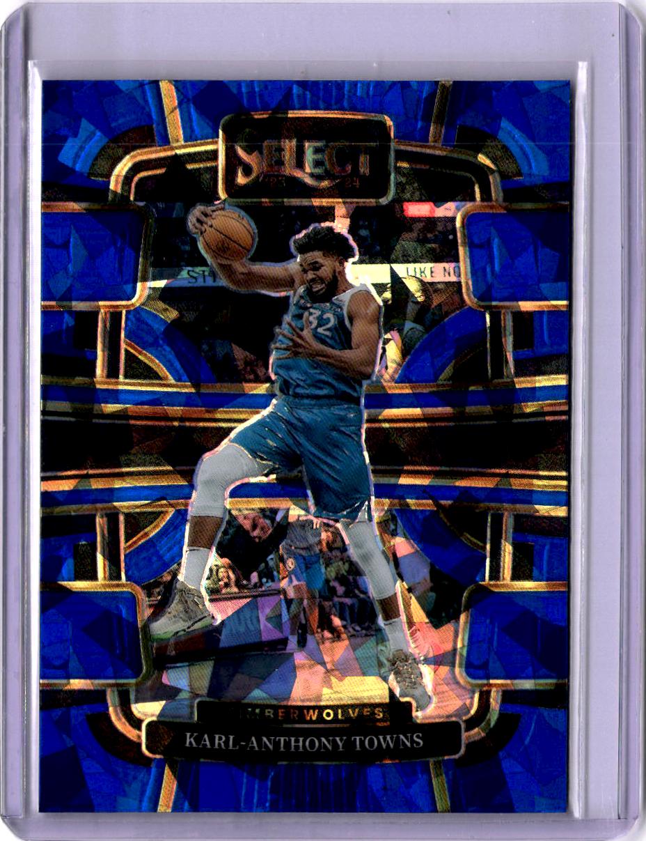 2023-24 Panini Select #5 Karl-Anthony Towns Blue Cracked Ice Prizms