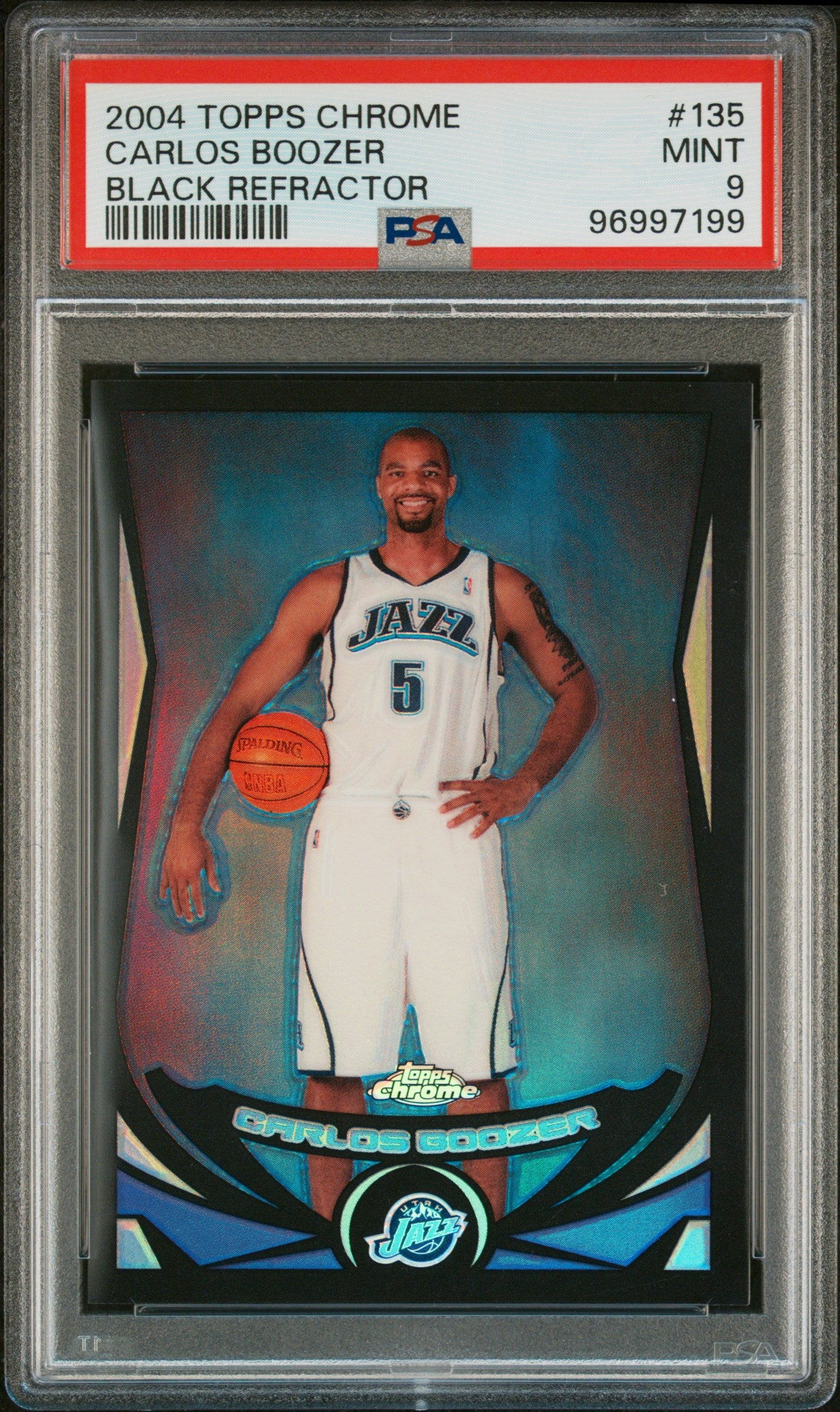 2004 Topps Chrome #135 Carlos Boozer Black Refractor PSA 9