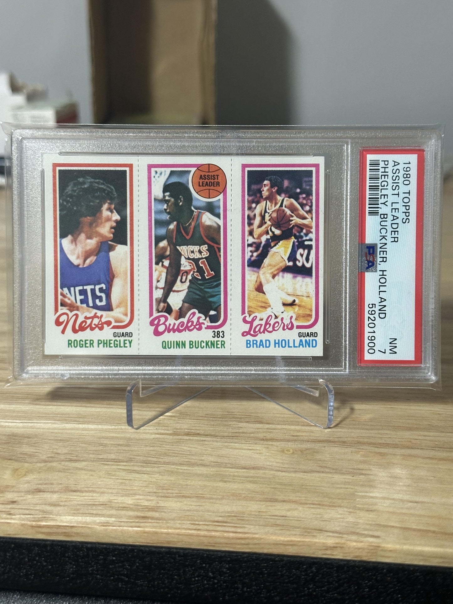 1980 Topps Assist Leader Phegley, Buckner, Holland PSA NM 7