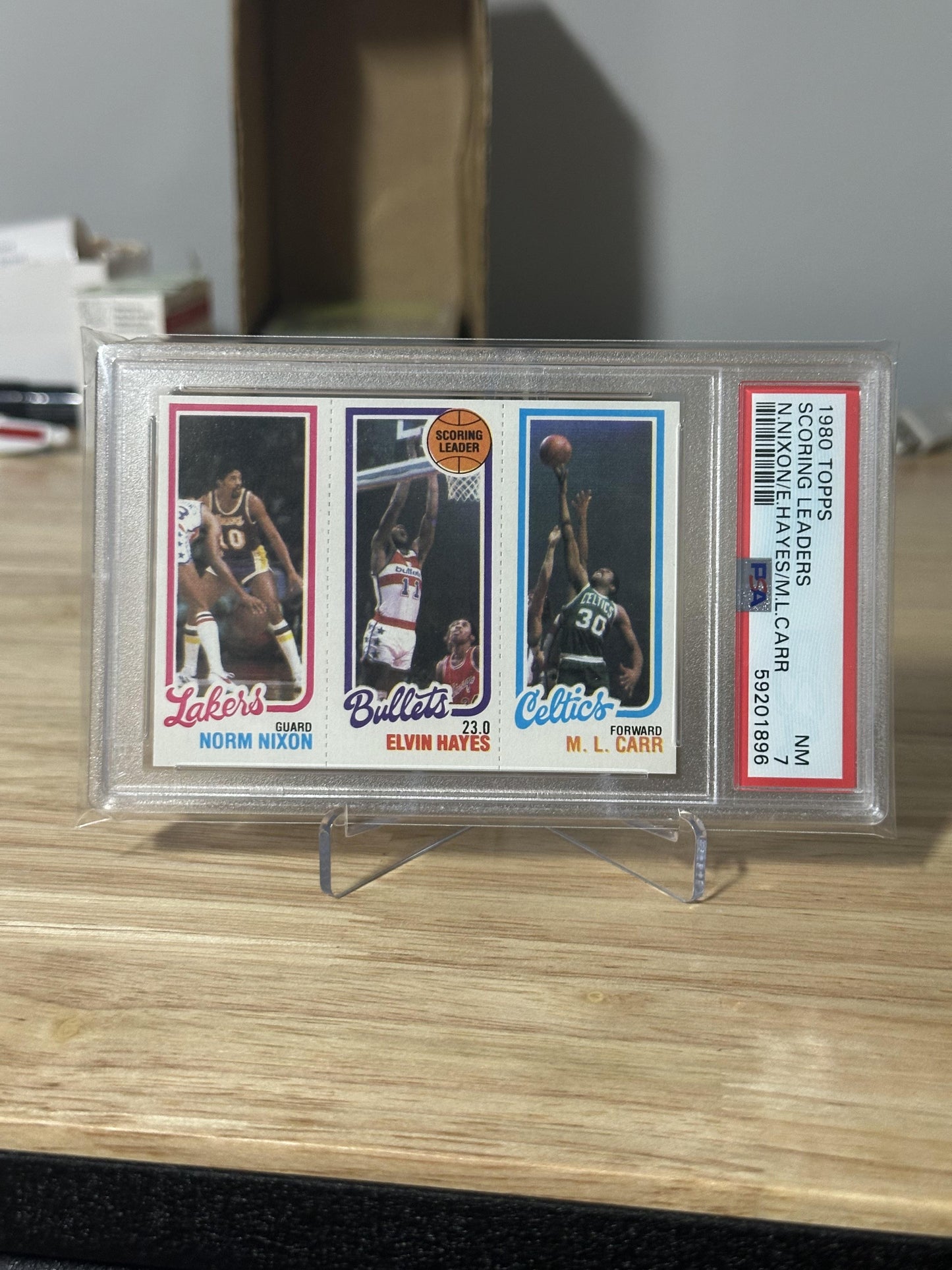 1980 Topps Scoring Leader Nixon, Hayes, Carr PSA NM 7