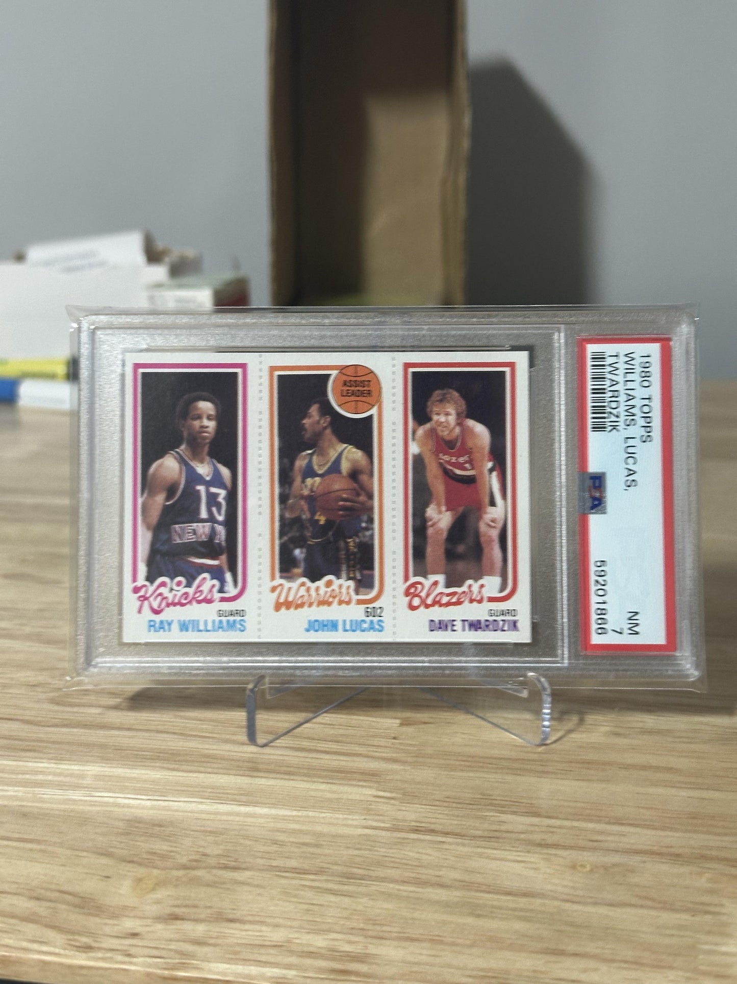 1980 Topps Assist Leader Williams, Lucas, Twardzik PSA NM 7