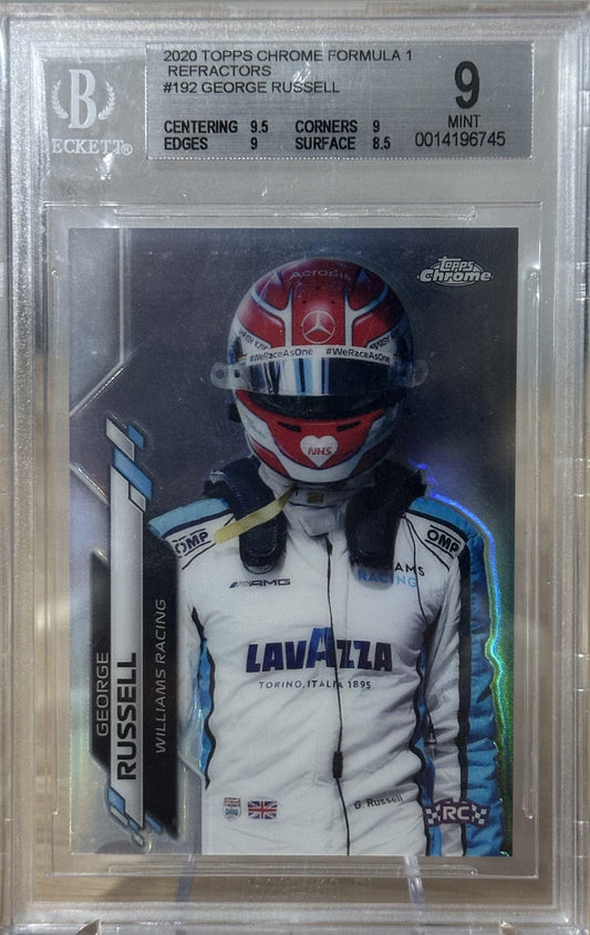 2020 TOPPS CHROME FORMULA 1 REFRACTORS #192 GEORGE RUSSELL BGS 9