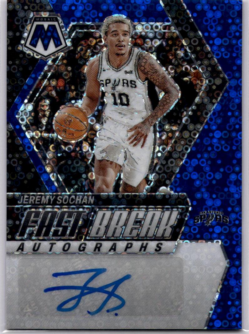 2023-24 Panini Mosaic #FB-SOC Jeremy Sochan Autographs Fast Break Blue #/25