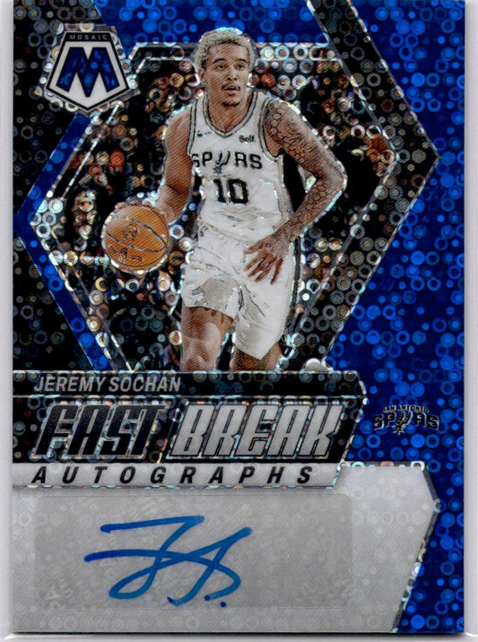 2023-24 Panini Mosaic #FB-SOC Jeremy Sochan Autographs Fast Break Blue #/25