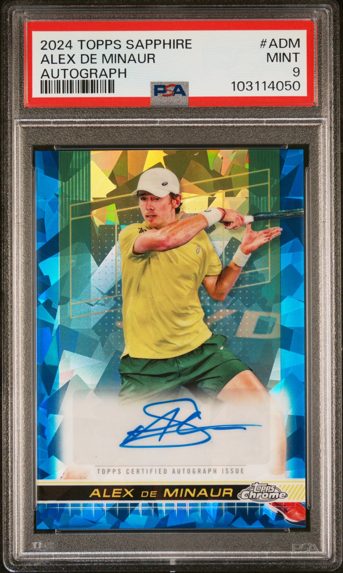 2024 Topps Chrome Sapphire Tennis Autographs #ADM Alex De Minaur PSA 9