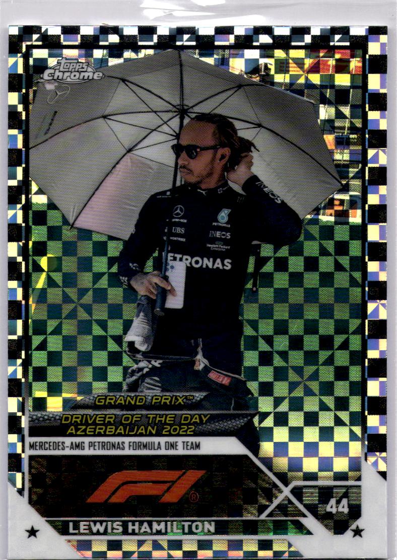 2023 Topps Chrome Formula 1 #173 Lewis Hamilton Checker Flag X-Fractor