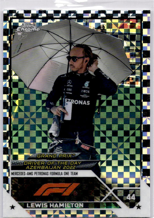2023 Topps Chrome Formula 1 #173 Lewis Hamilton Checker Flag X-Fractor