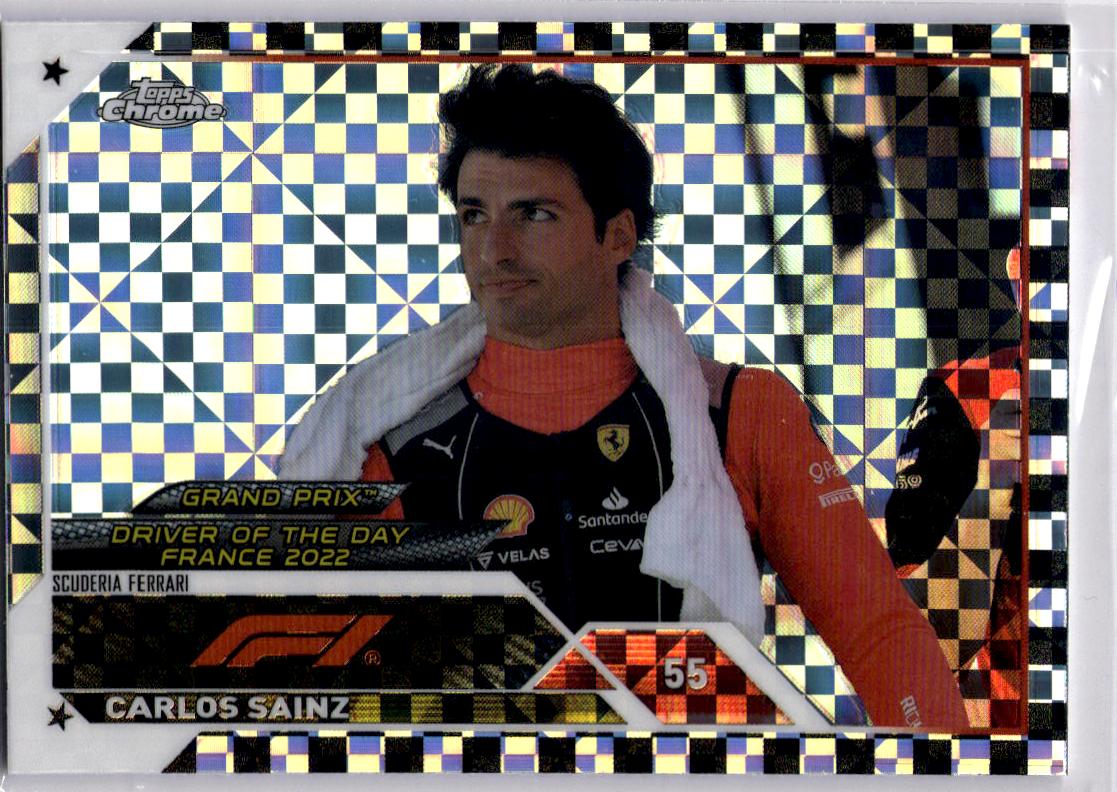 2023 Topps Chrome Formula 1 #177 Carlos Sainz Checker Flag X-Fractor