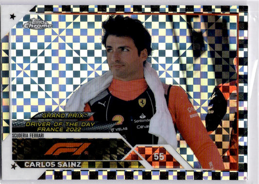 2023 Topps Chrome Formula 1 #177 Carlos Sainz Checker Flag X-Fractor