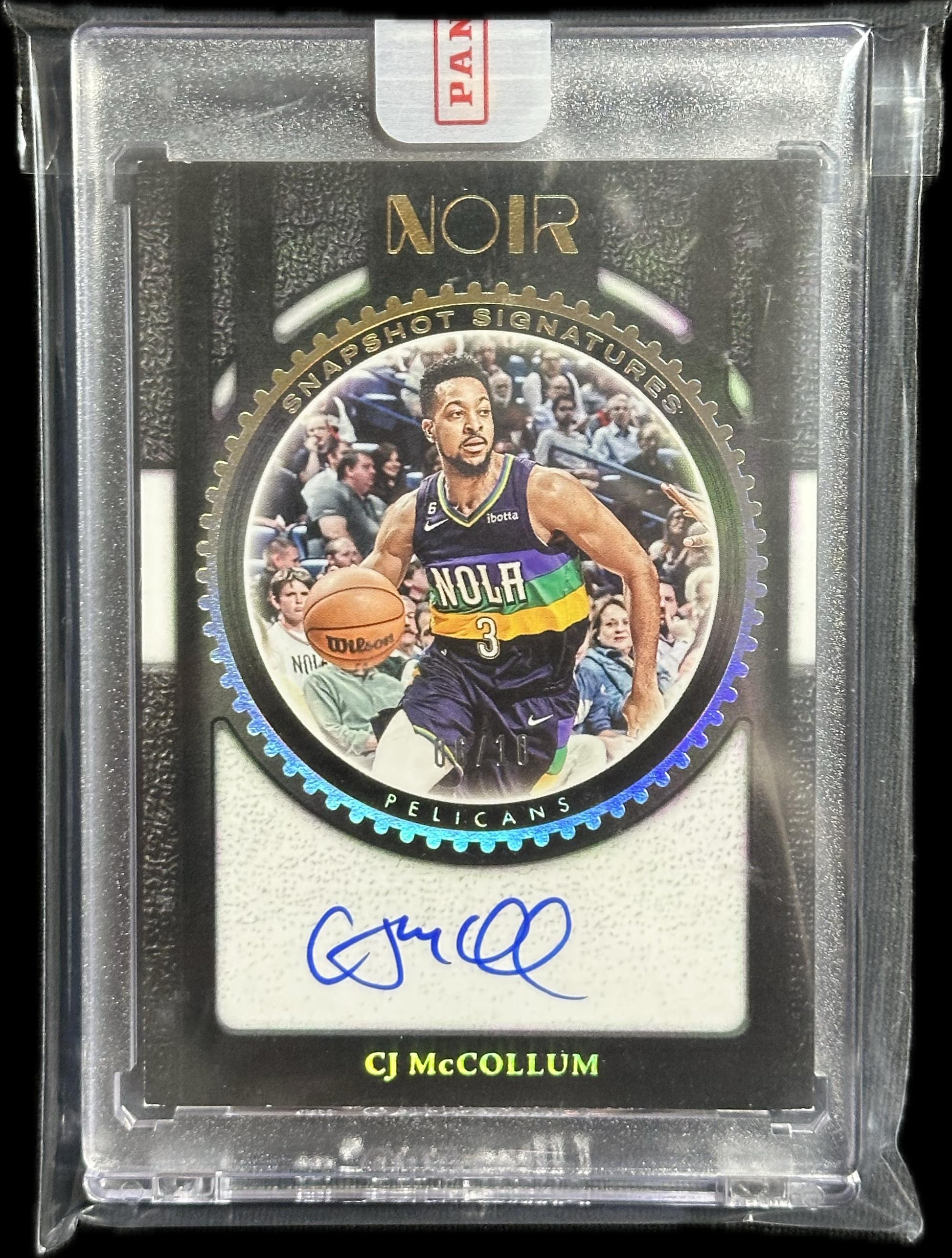 2023-24 Panini Noir #TBD CJ McCollum Snapshot Signatures Holo Gold #/10