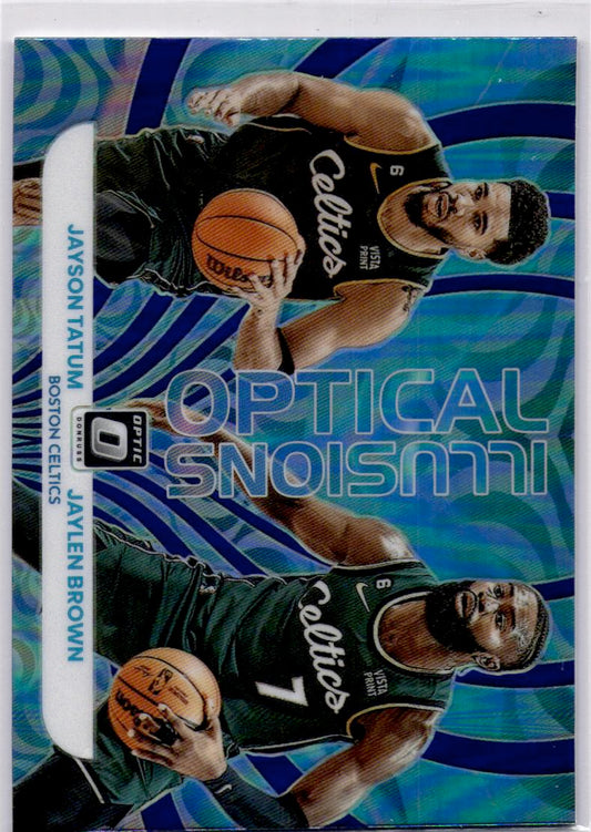 2022-23 Donruss Optic #2 Jayson Tatum / Jaylen Brown Optical Illusions Purple