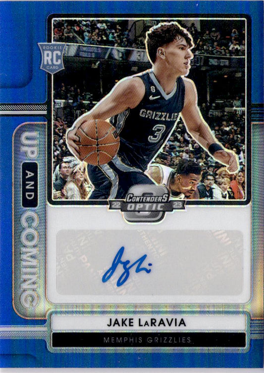 2022-23 Panini Contenders Optic Jake LaRavia Up and Coming Autographs Blue #/75