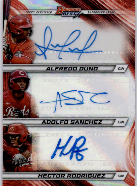 2024 Bowman's Best #TA-DSR Duno / Sanchez / Rodriguez Triple Autographs