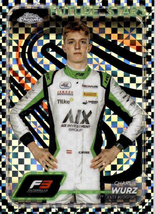 2024 Topps Chrome Formula 1 #58 Charlie Wurz Checker Flag Refractors
