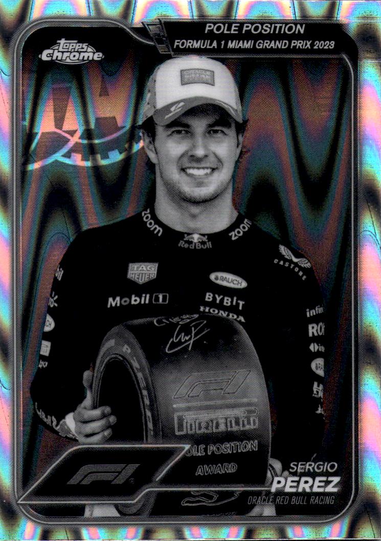 2024 Topps Chrome Formula 1 #156 Sergio Perez Black And White RayWave Refractors