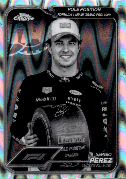 2024 Topps Chrome Formula 1 #156 Sergio Perez Black And White RayWave Refractors