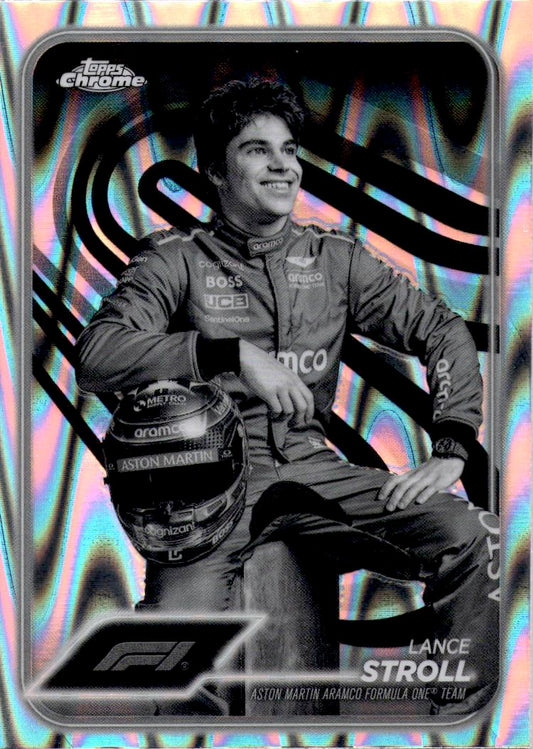 2024 Topps Chrome Formula 1 #12 Lance Stroll Black And White RayWave Refractors