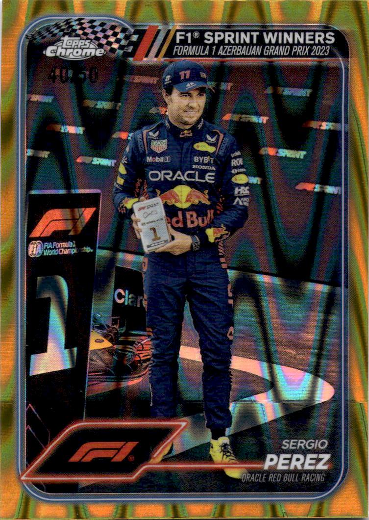 2024 Topps Chrome Formula 1 #148 Sergio Perez Gold RayWave Refractors #/50