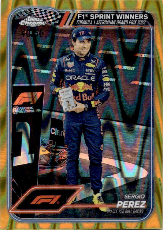 2024 Topps Chrome Formula 1 #148 Sergio Perez Gold RayWave Refractors #/50