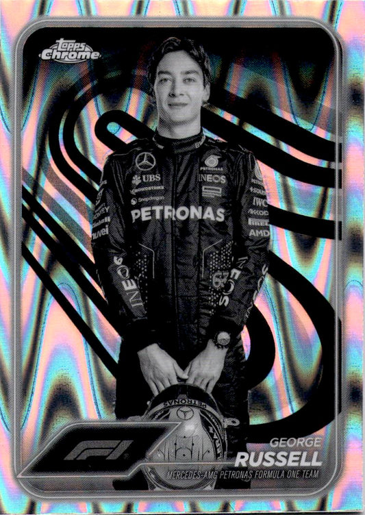 2024 Topps Chrome Formula 1 #5 George Russell B&W RayWave Refractors