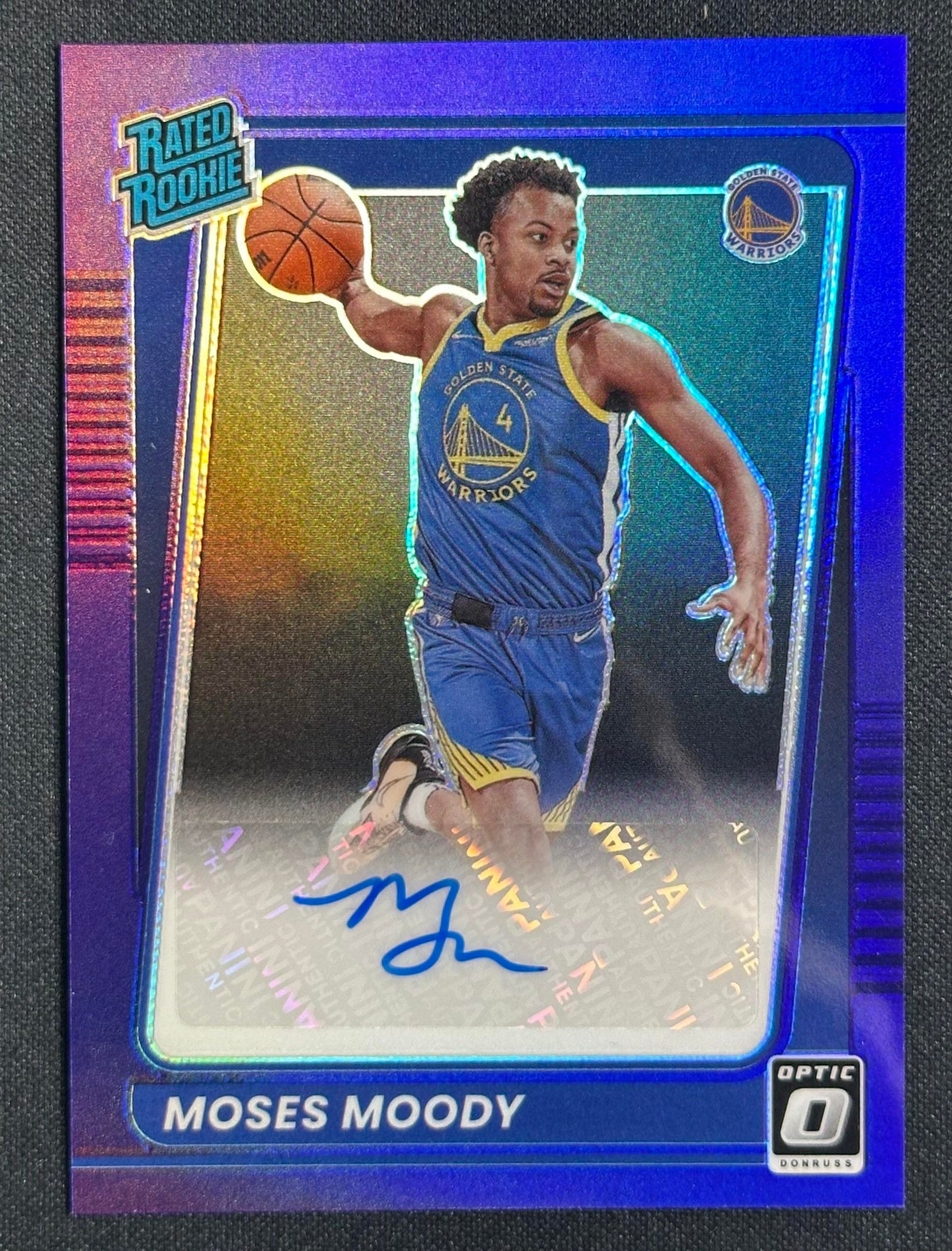 2021-22 Donruss Optic #184 Moses Moody Rated Rookies Signatures Purple