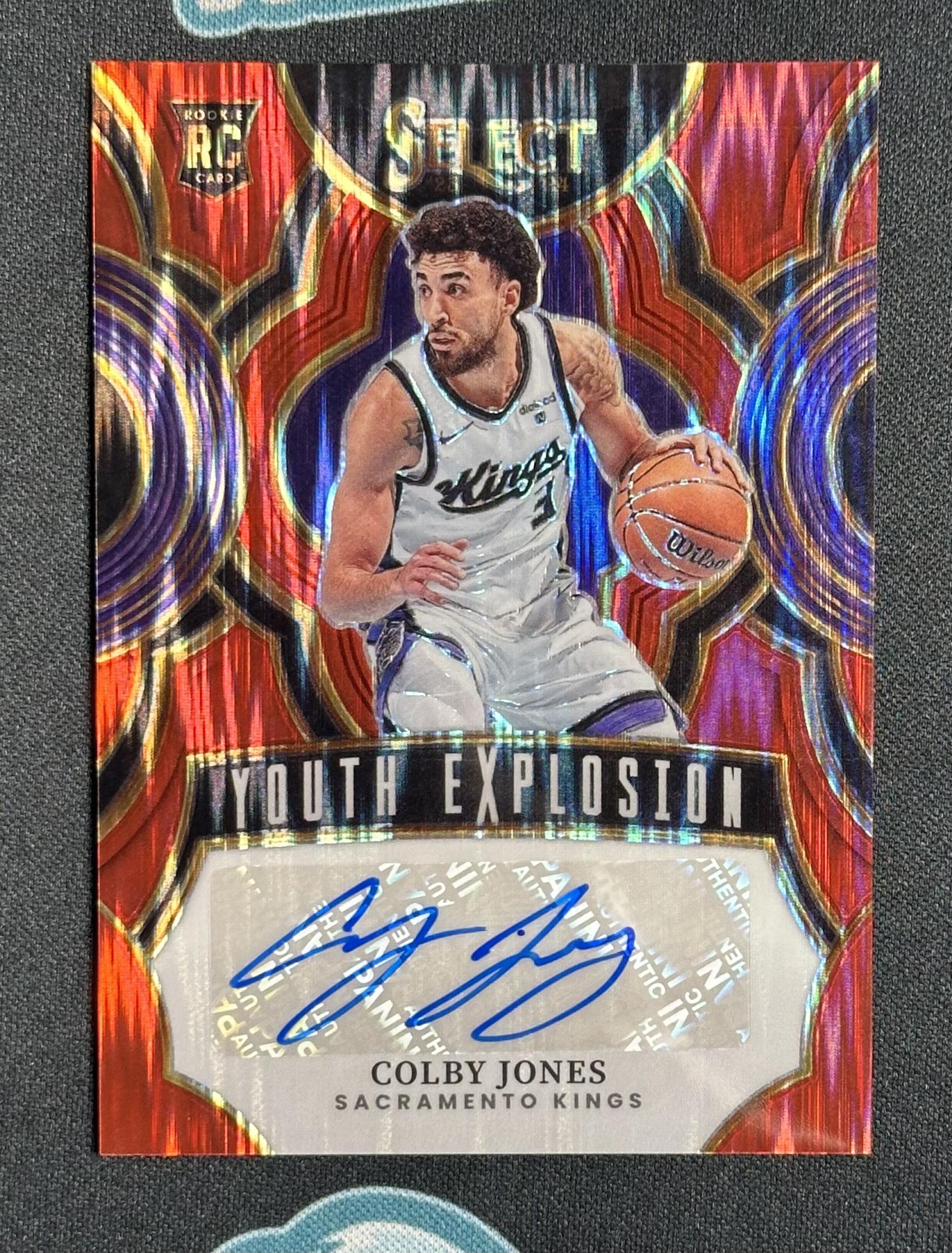 2023-24 Panini Select Colby Jones Signatures Red Flash Prizms #/49