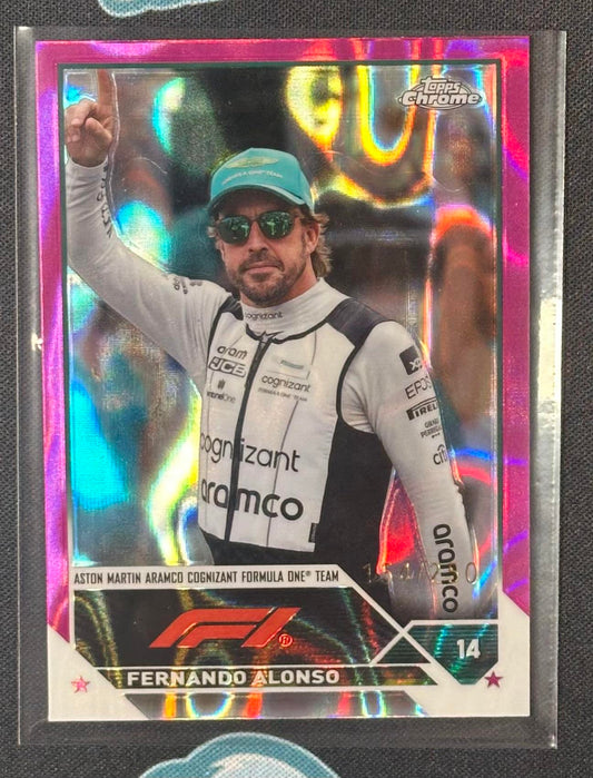 2023 Topps Chrome Formula 1 #34 Fernando Alonso Fuchsia Lava Refractor #/250