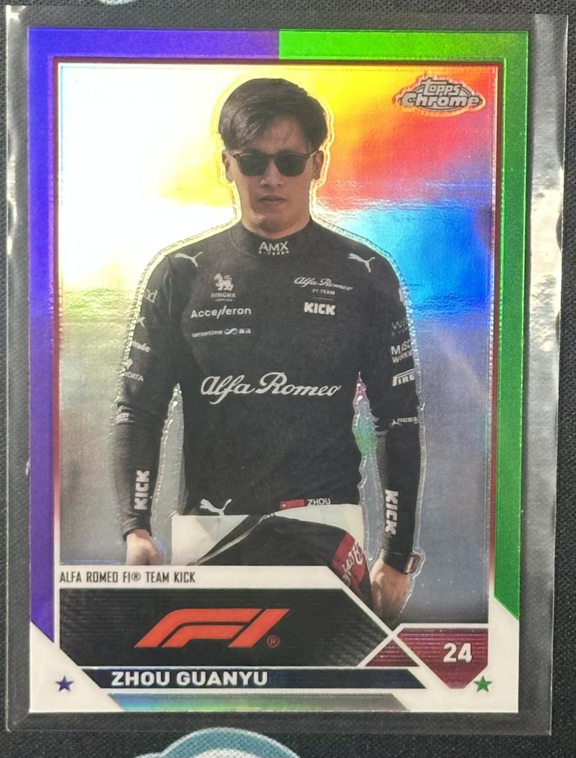 2023 Topps Chrome Formula 1 #59 Zhou Guanyu Purple/Green Refractor