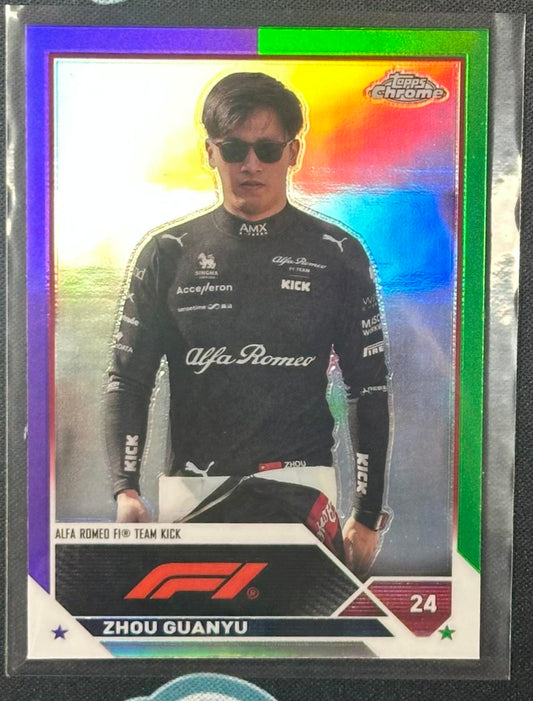 2023 Topps Chrome Formula 1 #59 Zhou Guanyu Purple/Green Refractor