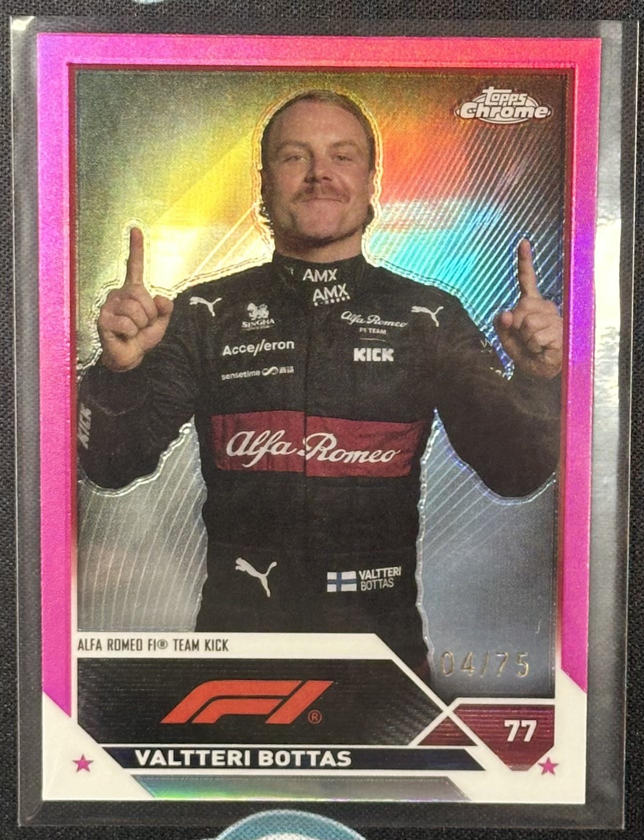 2023 Topps Chrome Formula 1 #36 Valtteri Bottas Pink Refractor #/75