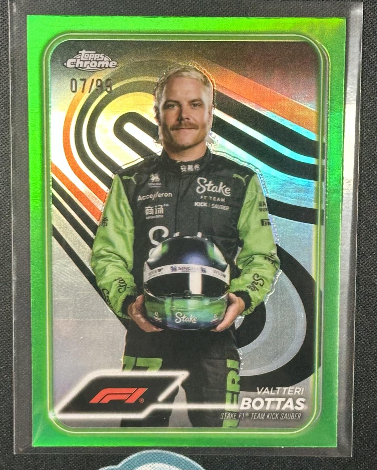 2024 Topps Chrome Formula 1 #13 Valtteri Bottas Green Refractors #/99