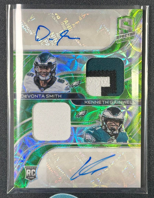 2021 Panini Spectra Smith / Gainwell Rookie Dual Patch Auto Neon Green #/30